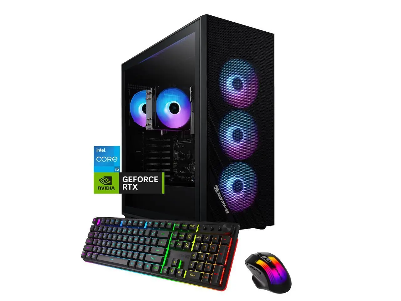 iBUYPOWER Scale Gaming PC Desktop Computer Intel Core i5 14400F CPU, NVIDIA GeForce RTX 5060Ti 8GB GPU, 16GB DDR4 Non-RGB RAM, 1TB NVMe SSD, Windows 11 Home, Keyboard, Mouse  Black