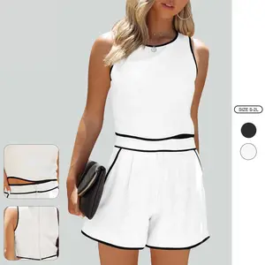 Imily Bela Womens Workout Sets 2 piece Sleeveless Tank Tops and Shorts Zip Back High Waist Summer Active Wear