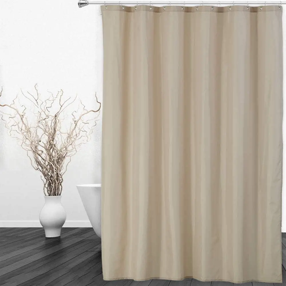Hotel Quality 100% Waterproof Fabric Shower Curtain or Liner with Magnets for Bathroom, 72 x 72 inches, Tan Metal Microfiber