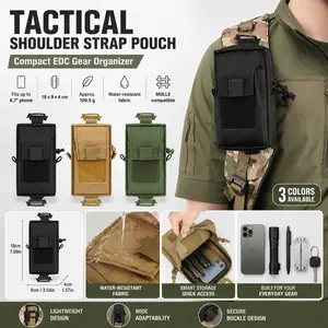 Sporty Shoulder Strap Phone Bag, Edc Multi-Function Storage Pouch, Lightweight Waterproof, Fits 6.7 Inch Phone, Molle Mount, Outdoor Travel Arm Bag