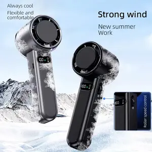 4800 mAh Mini Portable Handheld Fan 100 Speed ​​Cooling Handheld Turbine Fan, USB Rechargeable Personal Fan, Small Pocket Fan