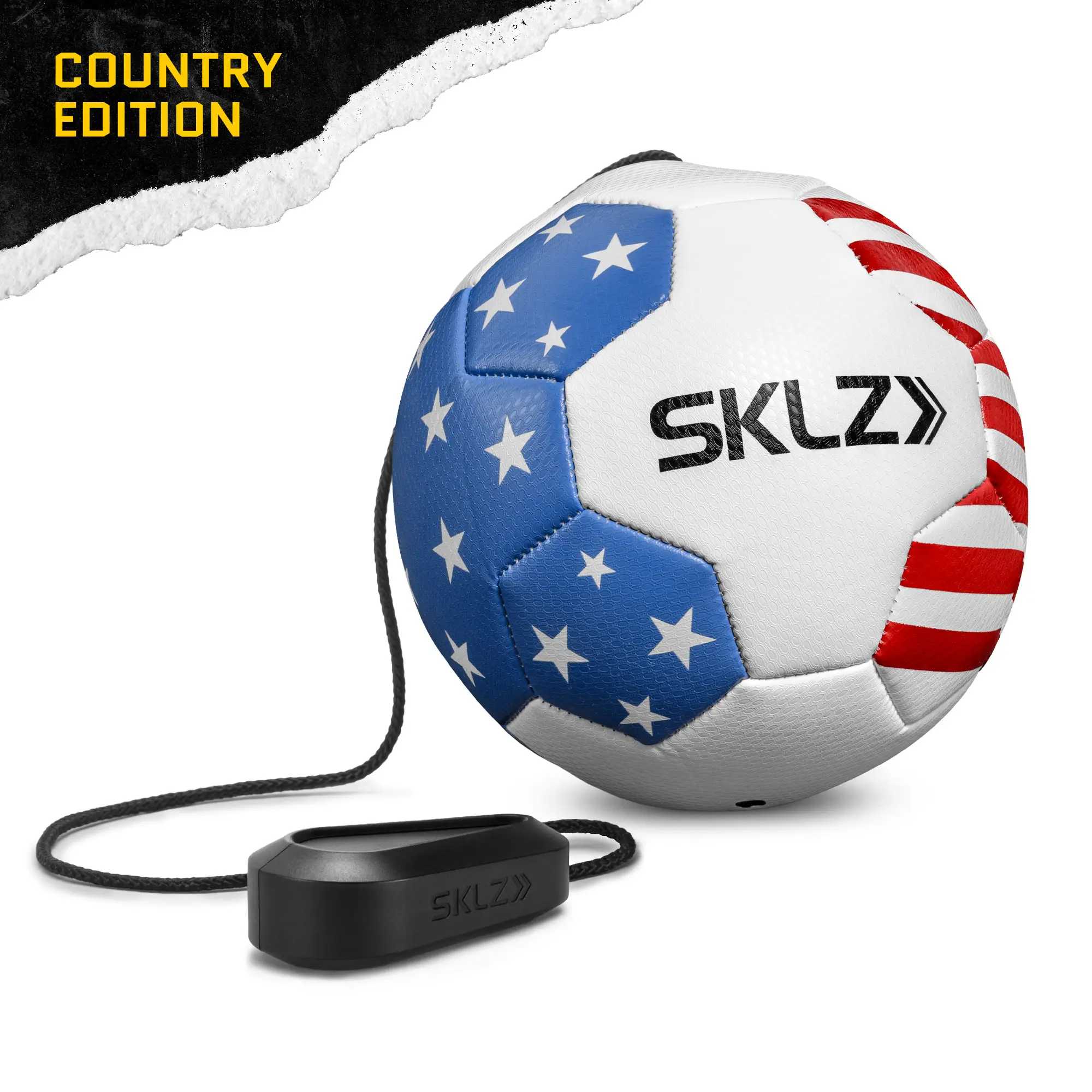 SKLZ Star-Kick Touch Trainer - 360-Degree Ball Technology for Foot-Eye Coordination & Ball Control - Ergonomic Handle & Adjustable Cord - Fun & Effective Soccer Trainer for All Ages