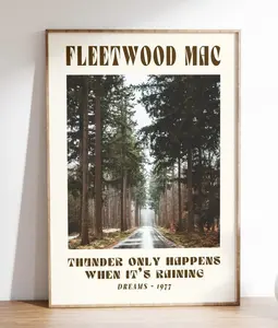 Fleetwood Mac Music Poster, 70'S Vintage Wall Art, Song Lyrics Print, Gift For Music Lover Decor Photo