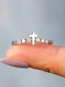 1 PC Fashion Cross Cubic Zirconia Ring For Women For Wedding Engagement Party Jewelry Valentine's Day Gift