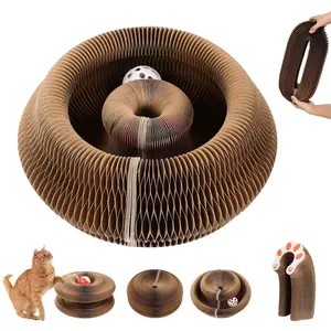 Foldable Accordion Cat Toy, Paperboard Material, Interactive Flat Cat Toy, Bell-Attached Scratching Board, Durable Pet Toy, Indoor Outdoor Use