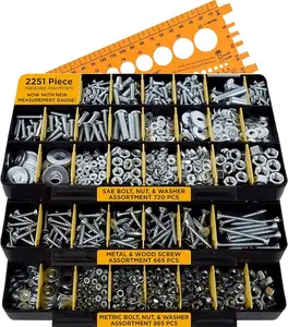 2251 Piece Hardware Assortment Kit with Screws, Nuts, Bolts & Washers (3 Trays)