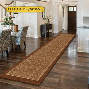 Velvet 850g+ Plastic Bottom Rug, Autumn Winter Vintage Roll Pattern Kitchen Runner, Christmas Furniture Carpet, Durable Large Size
