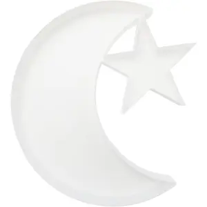 Plastic Fillable Moon Charcuterie Box, 10in Reusable Moon Star Shaped Tray for Birthday Anniversaries, Party Decorative Serving Plates Display Candy (Moon)