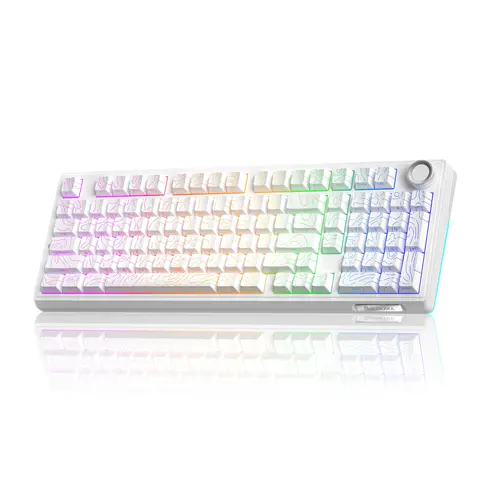 Solakaka KI99 Pro 96% Layout Wireless RGB Gaming Mechanical Keyboard - Hot-Swappable Pre-Lubed Switches, Gasket Structure, Creamy PBT Keycaps, Modern Stable Design, Windows/MacOS, for Gamers, White Computer Office Accessory