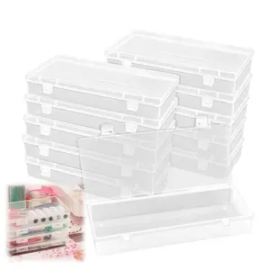 10Pack Rectangular Plastic Boxes Empty Storage Organizer Containers with Hinged Lids for Small Items and Other Craft Projects (Clear , 6.2x2.5x1.2inch) - Tools & Hardware.