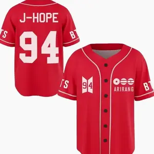Full Print Bangtan Baseball Jersey Jersey, Vintage JHOPE 94 Jersey Shirt for Men & Women, Baseball Jersey for Men and Women, Baseball Jersey Style