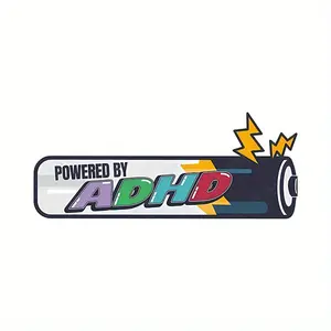 1PC Personalized Trendy-Style Decor Sticker | For Motorcycle Accessories, Meme Backpacks, Battery + ADHD Slogan Creative Design, Nail Your Ride’s Meme Trendy Style Easily, Eye-Catching & Show Attitude of Loving Exclusive Personal Logos