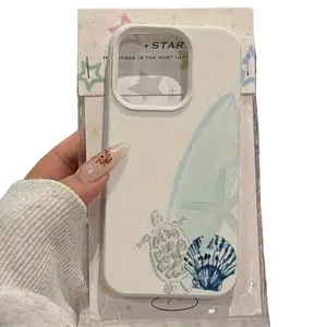 Antique white leather-patterned sea turtle shell ocean-themed phone case, suitable for iPhone 17/16/15/14/13/12/11/X/XS/XSMAX - Thickened full-edge shockproof soft case, a holiday gift for friends, family, and yourself