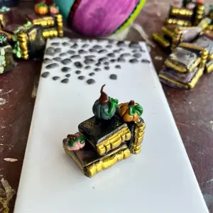 Antique Fall Books with Pumpkins! - Miniature/Figurines - Handmade from Polymer Clay