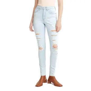 Levi's Women's 721 High Rise Skinny Leg Tailored Distressed Jeans Mid-Stretch Denim