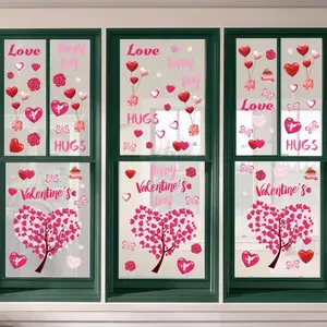 Valentines Day Decorations Heart Window Clings Decor, Large Red Pink Heart Tree Cupid Valentines Day Decor for Kids Home School Office Classroom