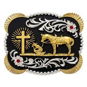 Praying Cowboy & Cross Western Belt Buckle | Rodeo Hebilla