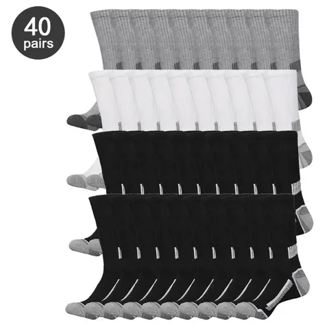 Men's Rib Knit Polyester Mix Classic Sports Socks - Male, Mesh, All Seasons, Long-Lasting, Knee Length/Mid-Crew, Breathable, Solid Color, Sport-to-Casual Wear, 10/20/30/40 Pairs (20-Pair Mix Option) Multipack Athletic Socks,sohochic
