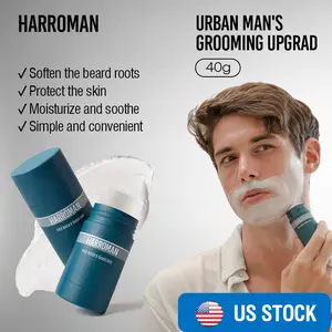 HARROMAN Facial Cleansing Shaving Stick 40g - Softens Beard Roots Protects Skin Moisturizes Soothes Simple Convenient Travel Size Creamy Texture