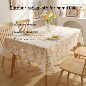 1PC Rectangular/Round Ironed Gold Tablecloth Floral Pattern Desktop Decoration Suitable For Picnic Or Holiday Party Home Decoration Stretch Washable Black Blue Gingham Disposable