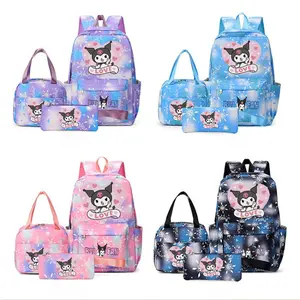 3pc Snowflake Backpack Set, Cartoon Anime High-Definition Print, Multiple Colors, Durable Material, Computer Compartment, Lunch Bag, Pencil Case
