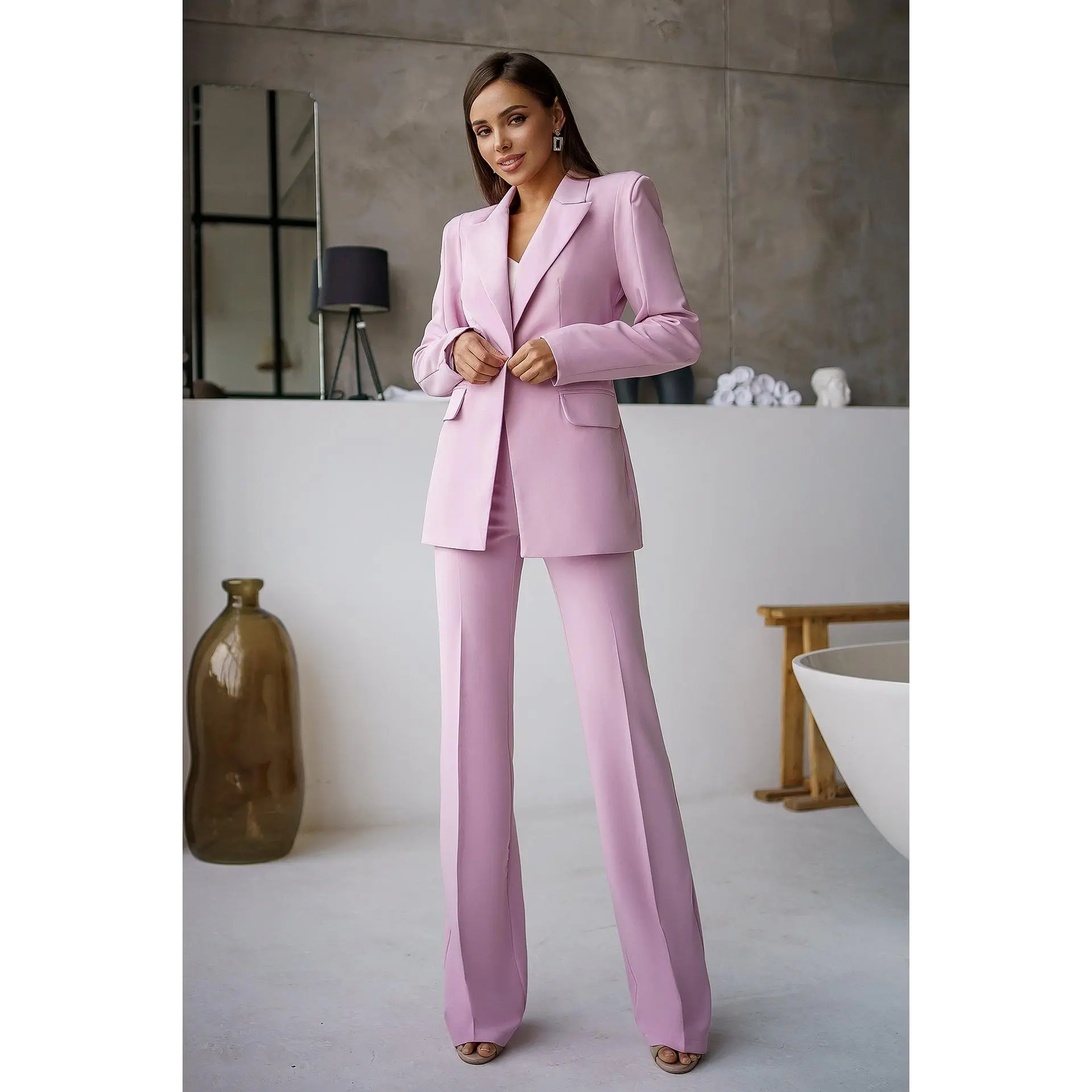 Dusty Pink Single-Breasted Suit 2-Piece