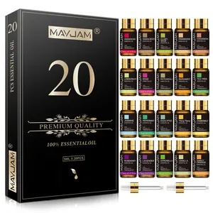 MAYJAM 20Pcs Essential Oil Set 5ml Each 100% Pure Therapeutic Grade Oils for Diffuser Humidifier Aromatherapy Gift Kit with Lavender Jasmine Eucalyptus & More