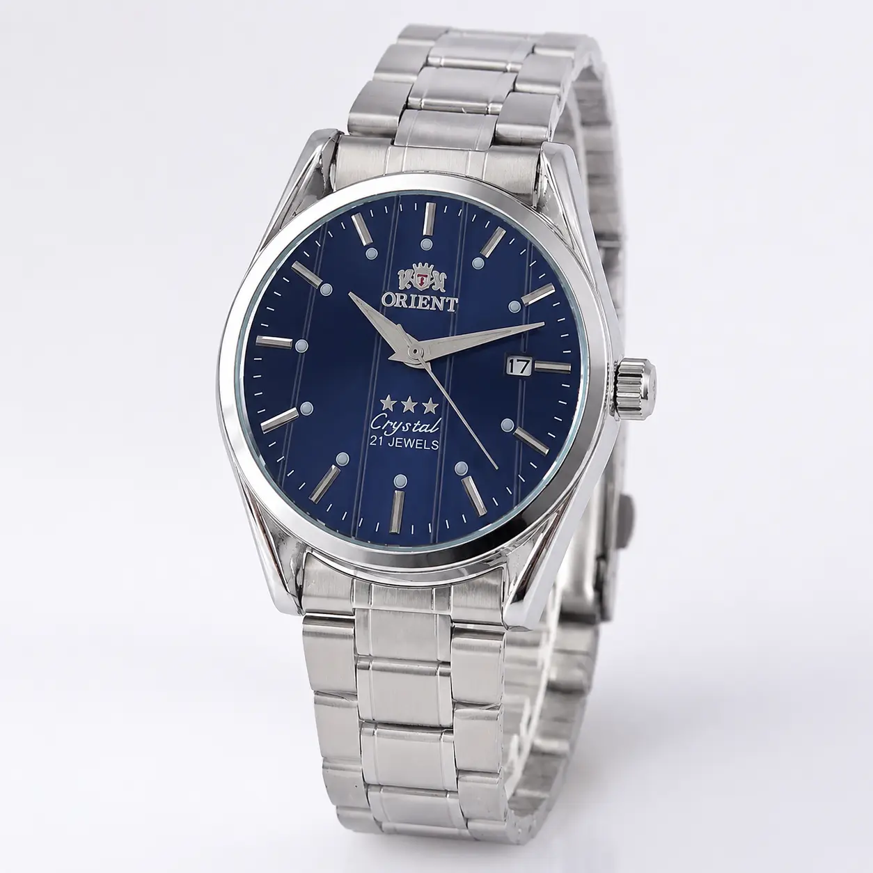 Men's Minimalist Mechanical Dress Wrist Watch with Baton Indices, Luminous Markers