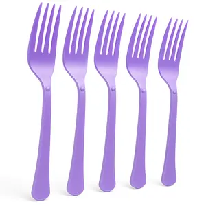 Lavender Plastic Forks - Solid Color Tableware - 7.5 in.