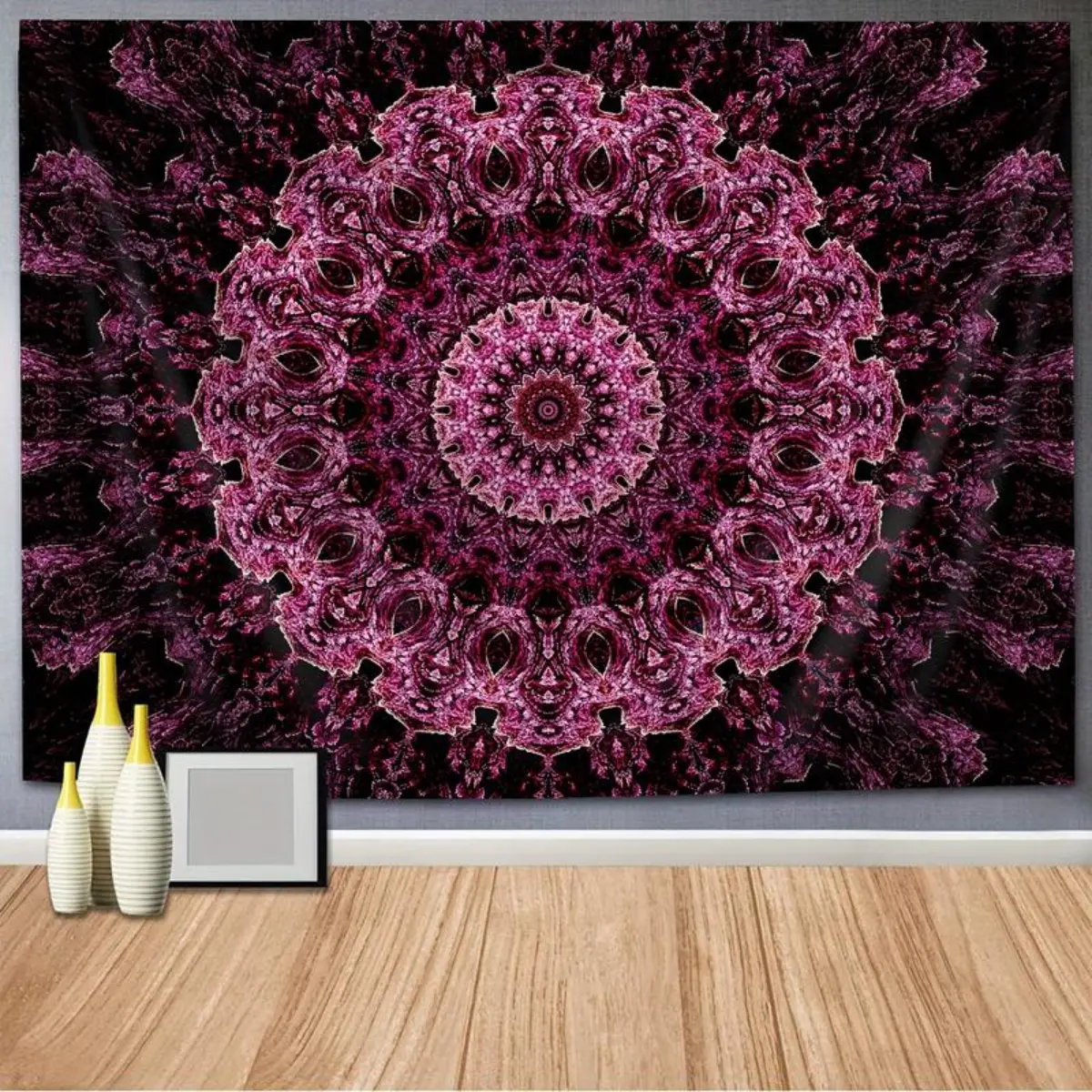 Vibrant Bohemian Mandala Pattern Polyester Tapestry for Wall Hanging, Living Room Bedroom Office Home Decor, Comes with Free Installation Package piggy bank father's day gifts,gifts boyfriend,gifts for girl adults,gifts under 100 dollars,cheap st trippy r