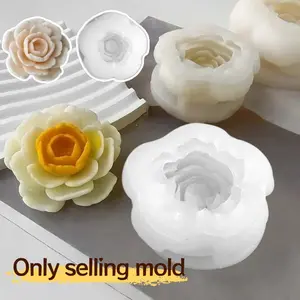 1pc Camellia Scented Candle Silicone Mold, soap molds, Flower Mold for Gypsum Resin Decor, Crystal Drop Gel Silicone Mold