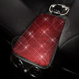 Car Armrest Cover, 1 Count Luster Artificial Crystal Car Center Console Cover Protector, Auto Arm Rest Cushion Pads, Car Interior Decor Accessories