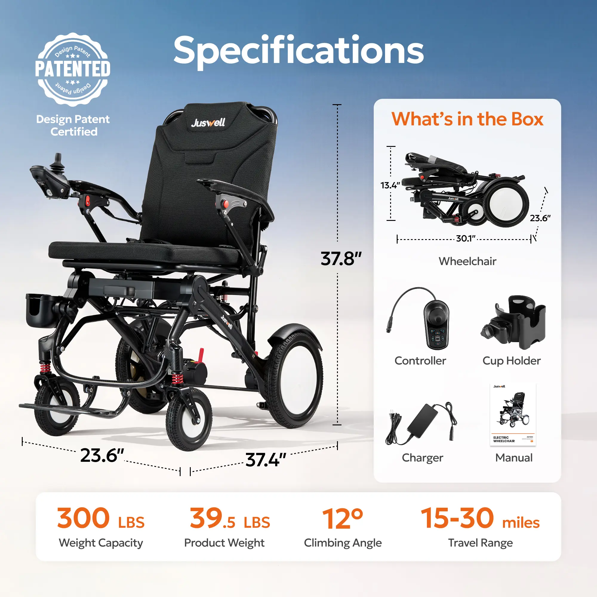 Deluxe-Support 300 lbs-15~30 Miles