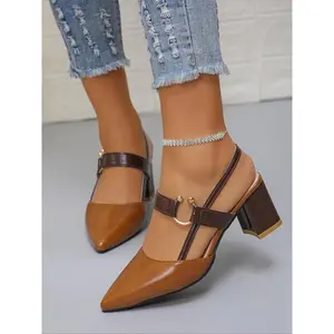 Fashionable Solid Color Slingback Heels, 1 Pair Elegant Pointed Toe Heels for Daily Wear, Casual Versatile Women's ShoesGiftGift