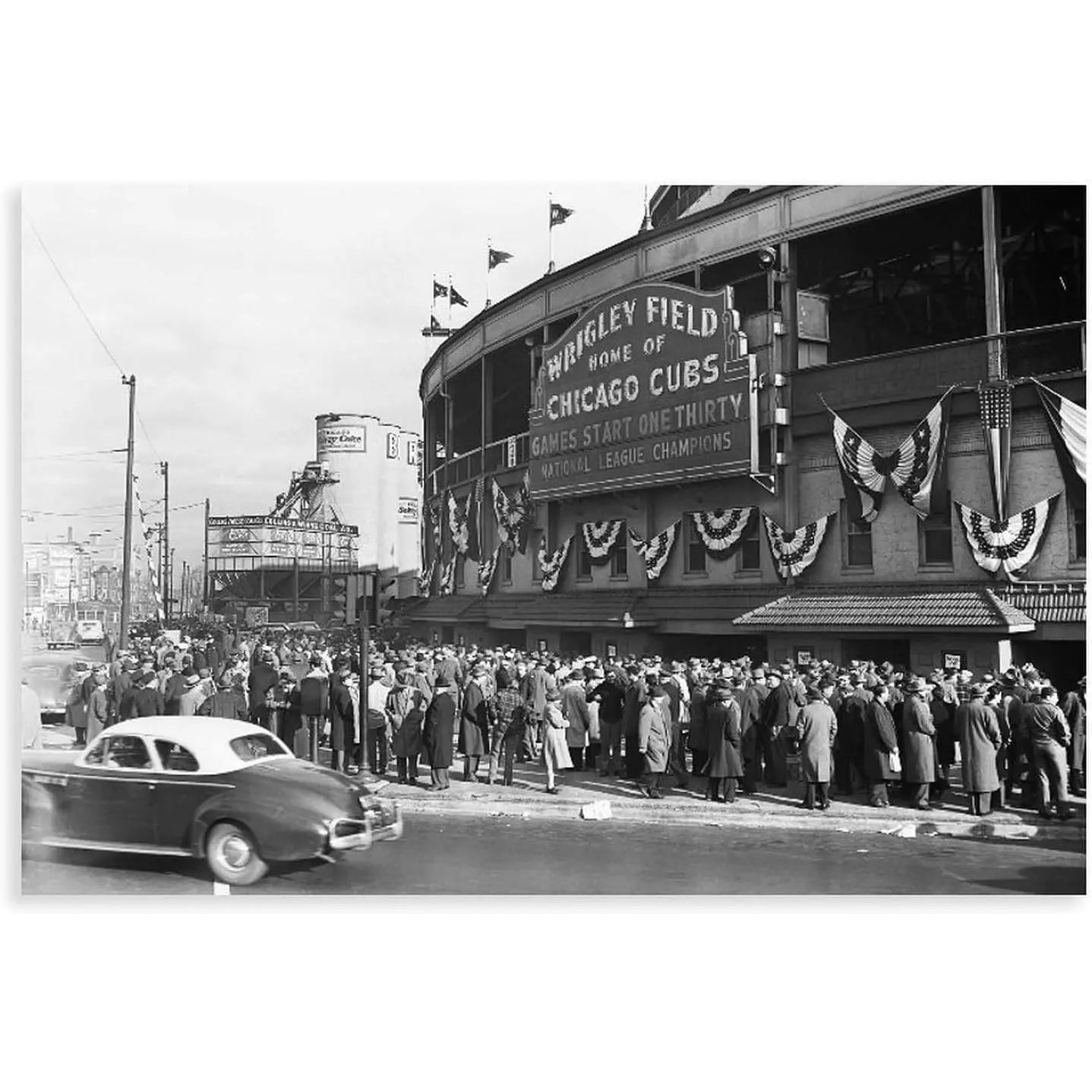 Chicago Cubs Wrigley Field Baseball Canvas Wall Art, Modern Photo Print Artwork for Living Room & Bedroom Home Decor Posters