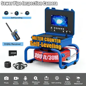 Sewer Camera 100ft, 4500mAh Battery, 0.9in/23mm Pipe Inspection Camera, Video & Audio Recording, Distance Counter,Snake Camera with Light (with Locator)