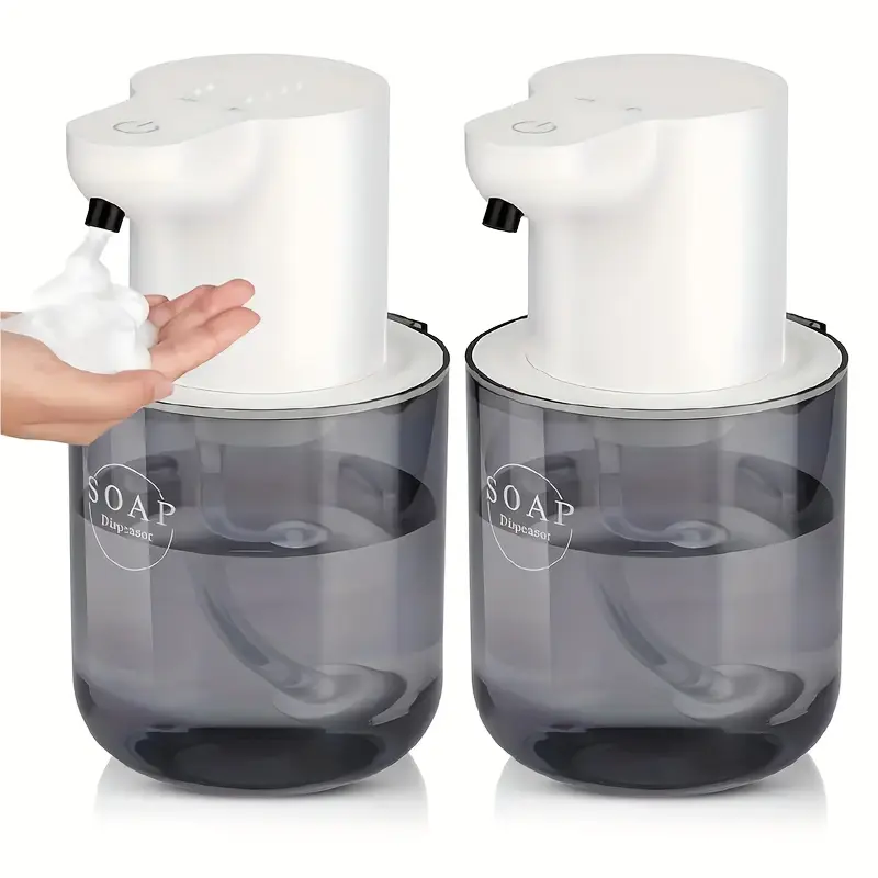 Freestanding Automatic Foaming Soap Dispenser - Rechargeable 500mAh Lithium Ion Battery, USB Charging, Plastic Build, Liquid & Foam Compatible, High-Definition Digital Display, Home Bathroom Supply