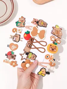 12Pcs Kawaii Capybara Hair Clips Set, Cartoon Animal Hair Barrettes, Sweet Hair Pins for Toddlers & Little Girls