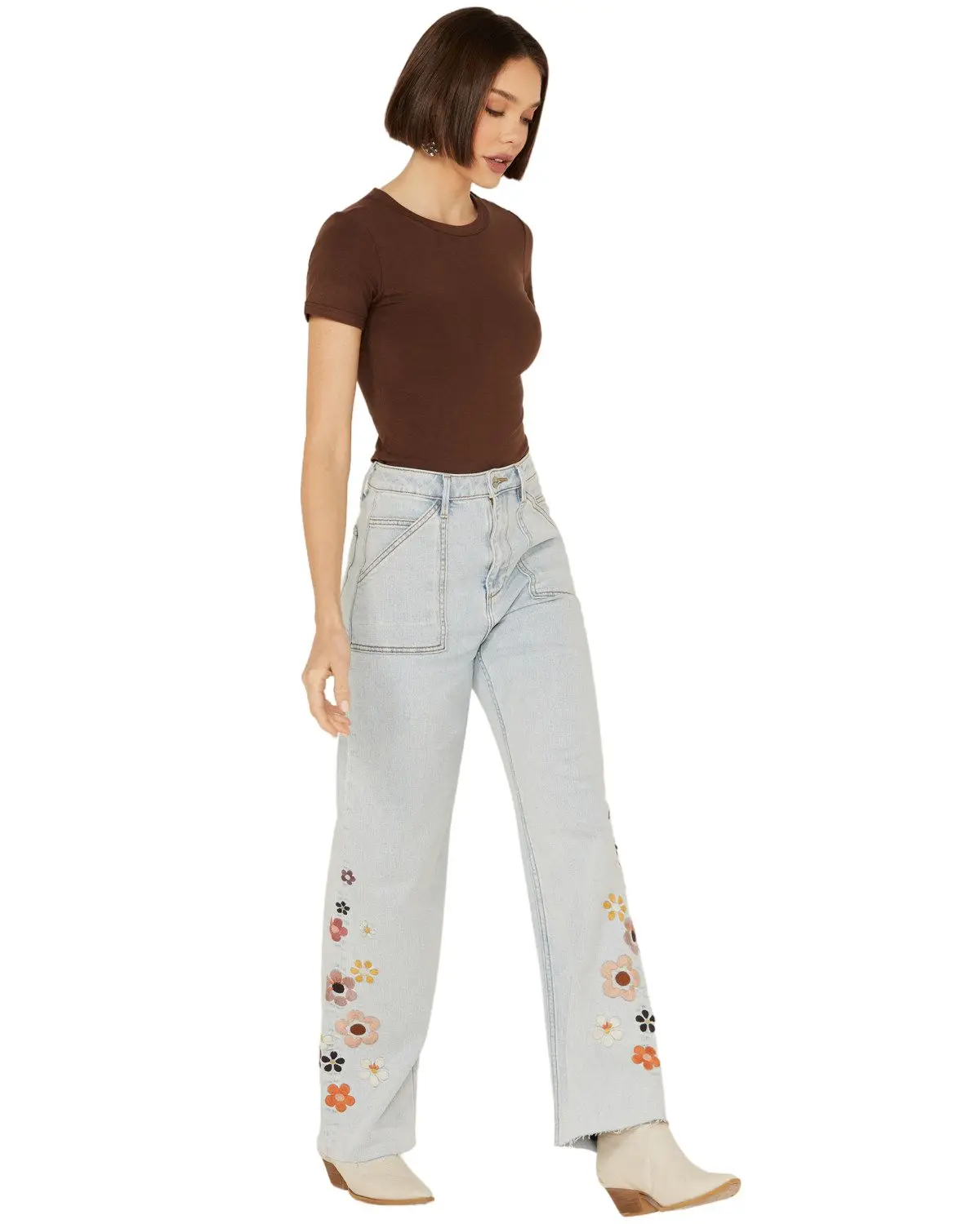 Driftwood Women's Callie X Boogie Nights Light Wash High Rise Floral Embroidered - Dw-P42779a