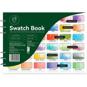 Watercolor Swatch Book - 12 Detachable  Cotton Sheets 36 Spaces,10.63 * 7.68 in,300gsm/140lb Cold Press for Watercolor, Gouache, Oil Pastels - Spiral-Bound Color Testing Journal