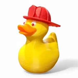 Fire Fighter Duck - Original E-commerce Product with Detailed Design and Unique Features Figurines Home Decor Accessory Eco-friendly PLA Plastic 3D Printed Collectible for Firefighters and First Responders