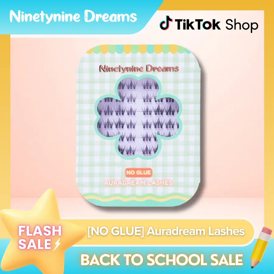 Ninetynine Dreams [NO GLUE] Auradream Self-Adhesive Lashes | 9–13mm C Curl No Glue Required Press-On Lash Clusters - Natural Spiky Douyin Animé Manhua False Eyelashes, Stick-On Leightweight Comfortable Lashes Ultra Thin Jelly Band for Daily Makeup
