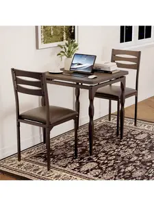 Gaomon Farmhouse 3-Piece Dining Table Set for 2, Small Space Kitchen Apartment Indoor Furniture with Spiral Table Legs and 2 Chairs, Farmhouse Table Set