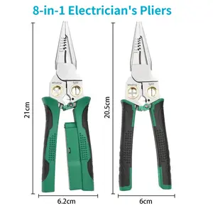 8-in-1 Multifunctional Stainless Steel Wire Stripper, Electrician Cable Cutter Pliers with Voltage Test Wire Crimping Peeling Tool