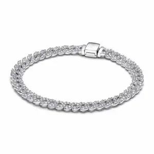 S925 sterling silver PAPAI Cuban chain bracelet fit for lady fashion charm bracelet popular gift for her