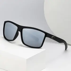 Costaego Light White Blue Polarized Lens Men's Polarized Sunglasses TR90 Frame Polycarbonate Lenses UV400 Protection Lightweight Sport Shades