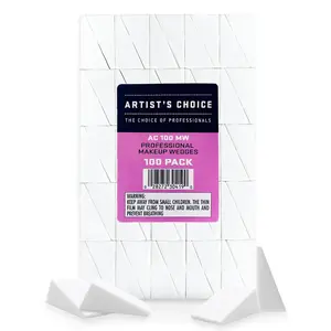 Artist's Choice 100 Pack Makeup Sponge Mini Applicator Wedges, Triangle Cosmetic Sponges for Foundation, Blush, Eye Shadow, Blending and Smoothing, Disposable, Latex Free