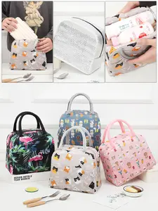 Oxford Cloth Bento Bag Aluminum Foil Lunch Box Large Capacity Waterproof Picnic Bag Handheld Insulated Thermal Bag Food Container Bag