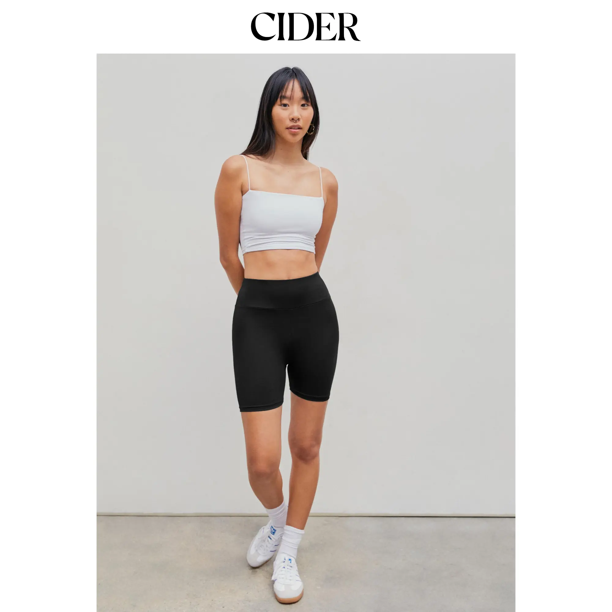 Cider [5 colors, size 2-26] High Waist Knee Length Biker Shorts
