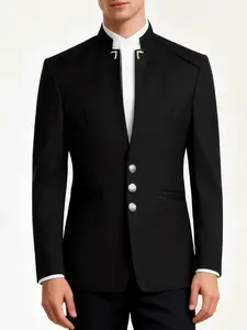 YINK Plus Size Mens Casual Formal Suit Blazer Jackets Stand Mandarin Collar Lightweight Business Dress Sport Coats